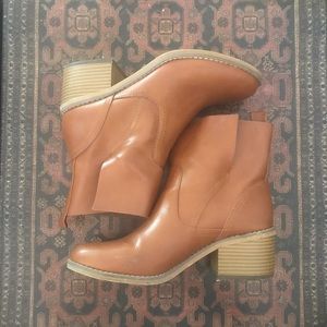 Cognac Faux Leather Boots